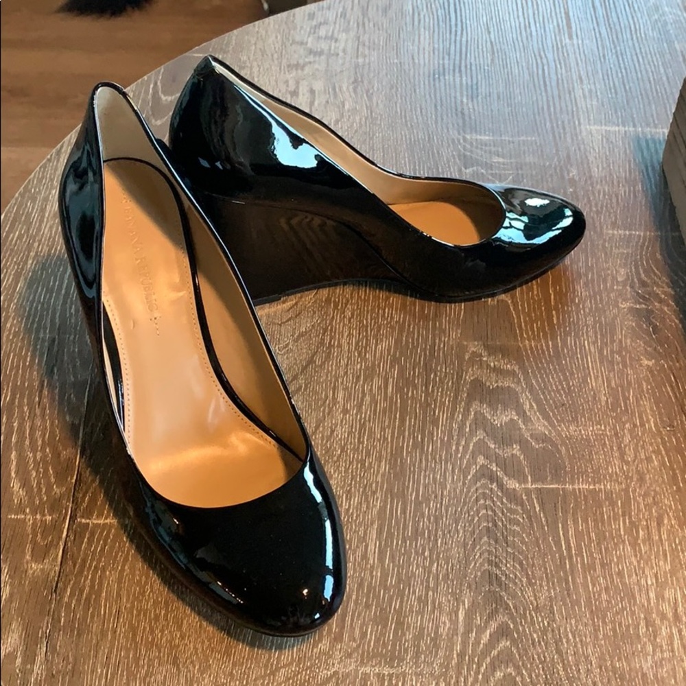 Black patent leather heel wedges banana republic